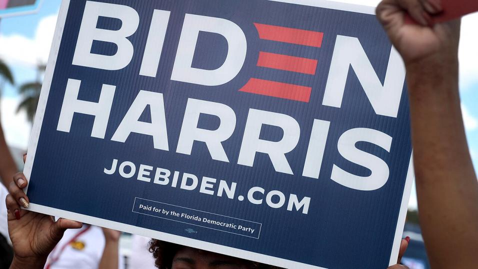 Signs for the Biden/Harris campaign